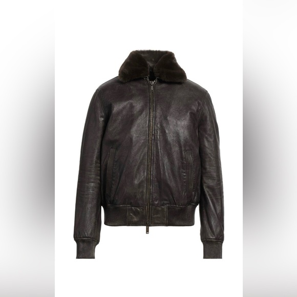 John Varvatos TommyLeather Bomber with Removable Shearling Collar Small - Picture 10 of 16